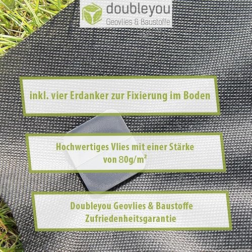Sandkastenvlies 2 x 2 m schwarz und 4 x Erdanker - 3