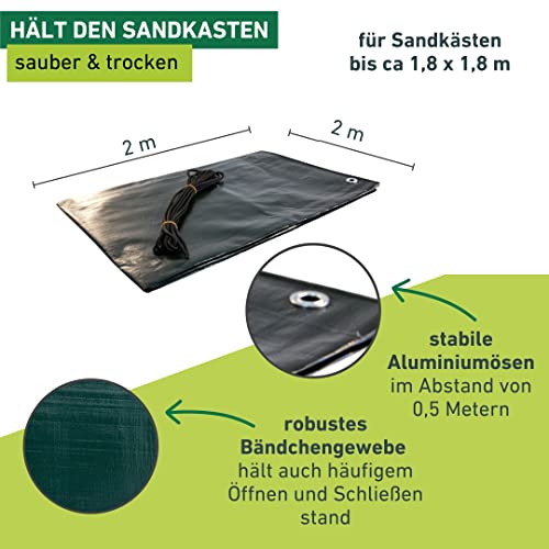 Windhager Sandkasten-Abdeckung-Plane mit Metallösen und Gummikordel 2 x 2 m - 3
