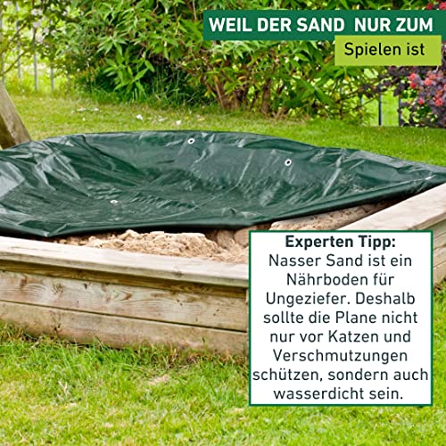 Windhager Sandkasten-Abdeckung-Plane mit Metallösen und Gummikordel 2 x 2 m - 5