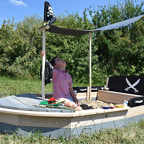 SUN Sandkasten Boot Pirat XXL aus Holz - 6