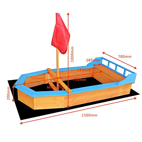 Wiltec Sandkasten Boot mit Flaggenmast - 3