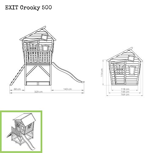 Sandkasten Spielhaus Crooky 500 Grau mit Rutsche von Exit - 3