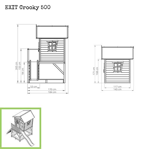 Sandkasten Spielhaus Crooky 500 Grau mit Rutsche von Exit - 4